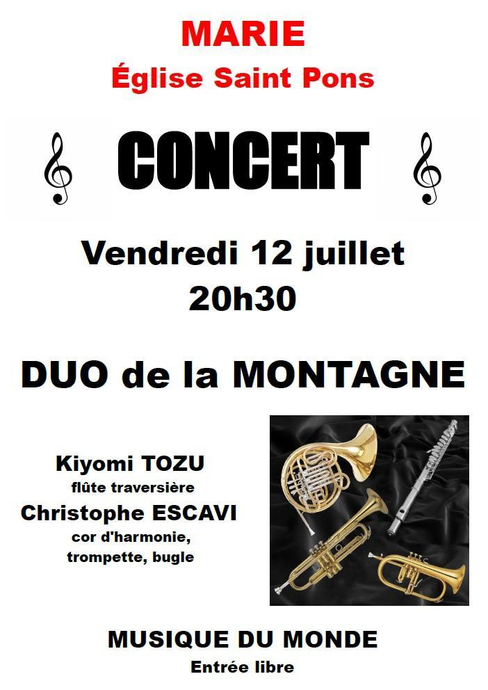 Concert duo montagne 12 juillet