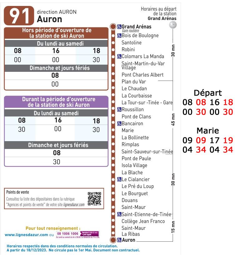 Fiche horaire 91 direction auron 24 04 10 2